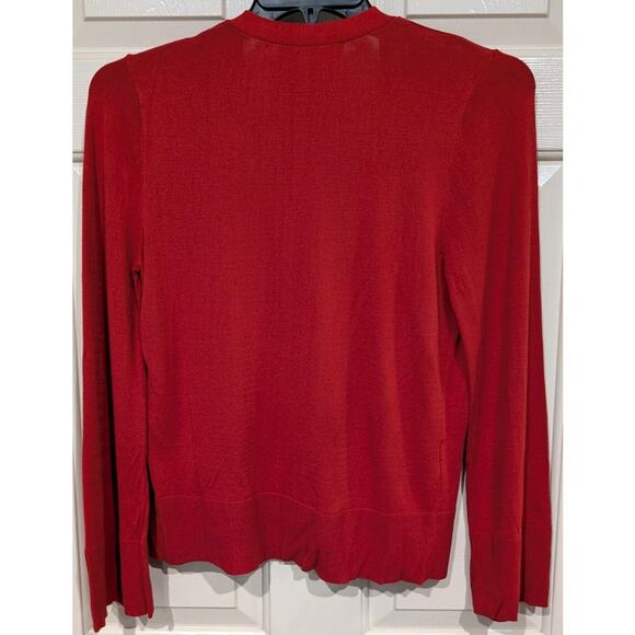 Loft Burnt Orange  V Neck Button Down Cardigan Viscose/ Nylon sz M - Picture 3 of 6